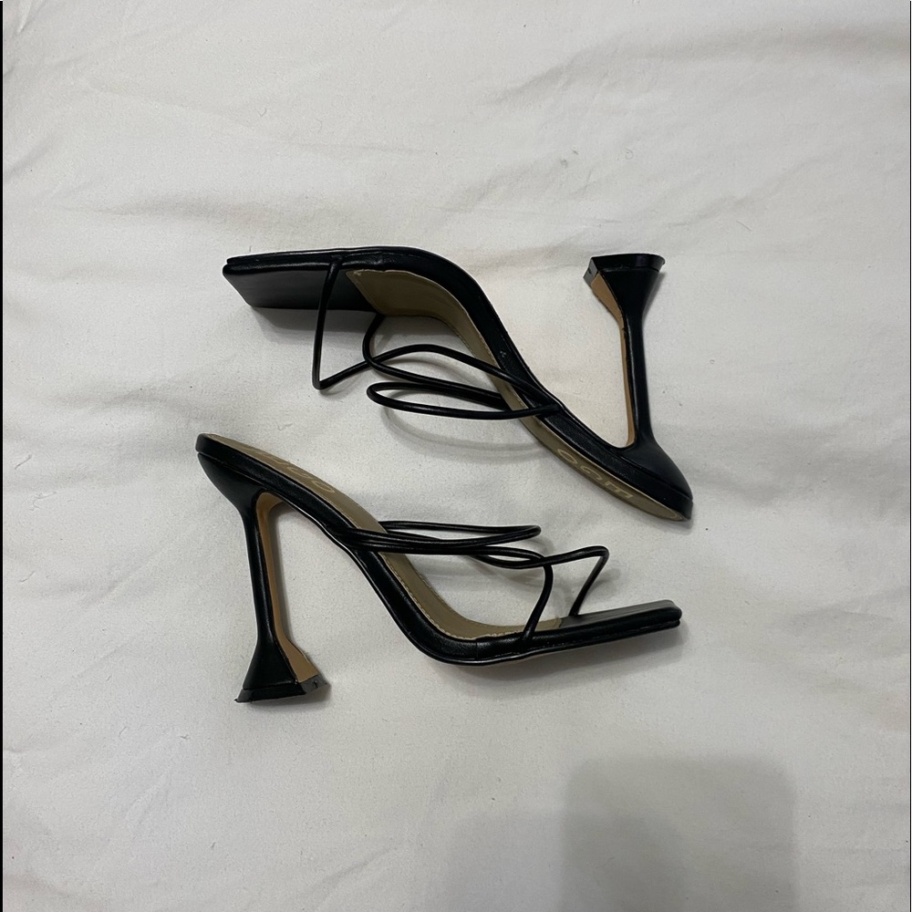 Black Strap Summer Heeled Sandals
